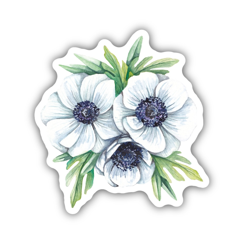 Stickers Northwest, 3", Sticker, Blue Anemones